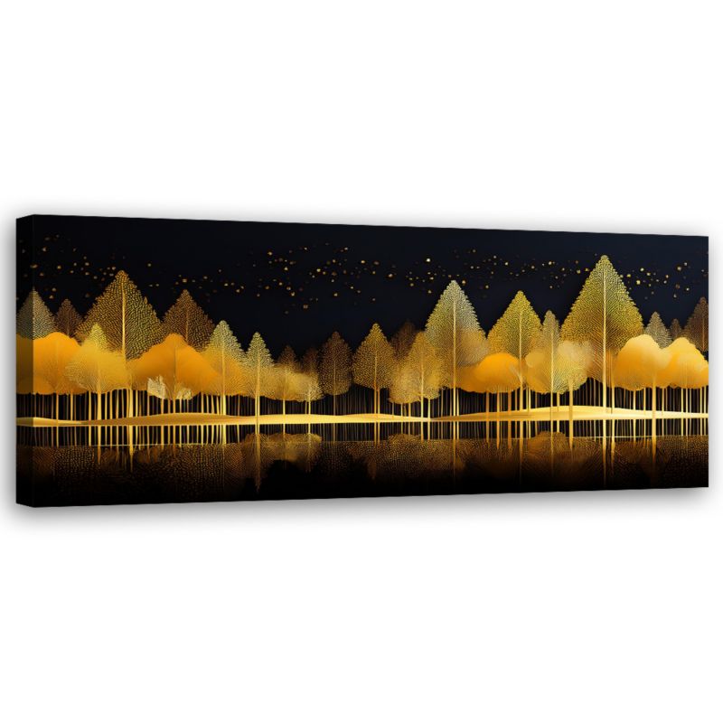Obraz do salonu sypialni Feeby Złoty Las Pejzaż Natura 120x40 cm 1 szt
