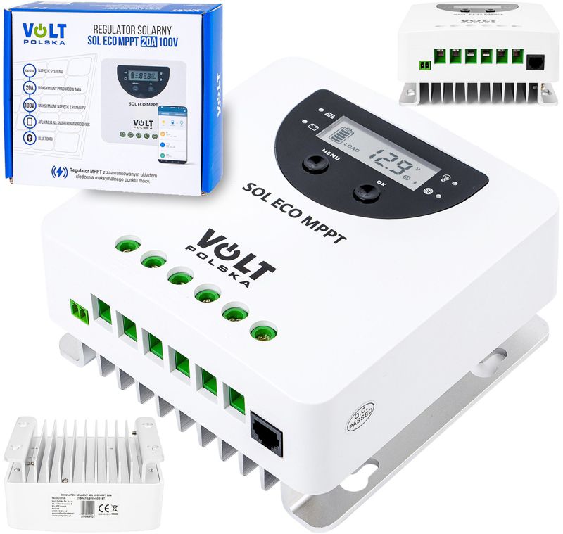 Regulator ładowania kontroler solarny Volt Polska 12v 24v 20A 1szt.