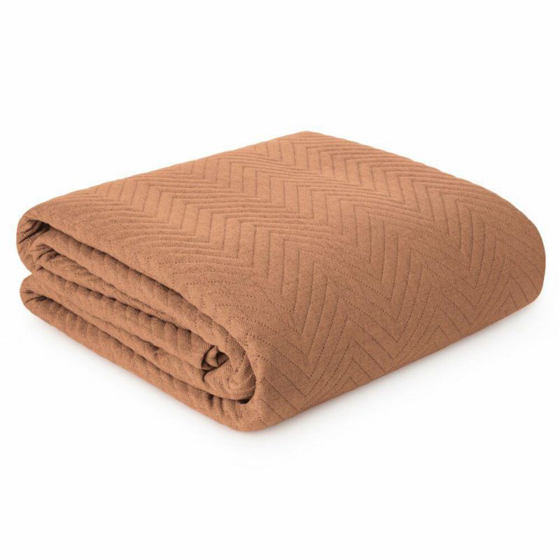 Narzuta LEN/3 Eurofirany 200x220 cm ceglasta jodełka dekoracyjna na łóżko 1 szt.