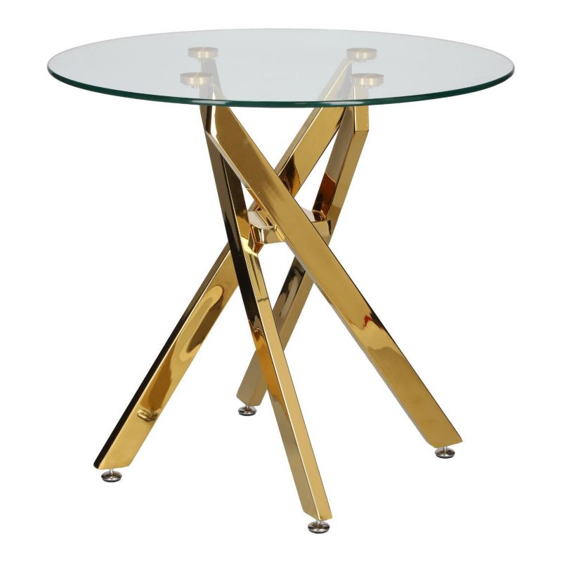 Stolik kawowy Amber okrągły INTESI szklany 60 cm transparentny złoty glamour do salonu 1 szt.