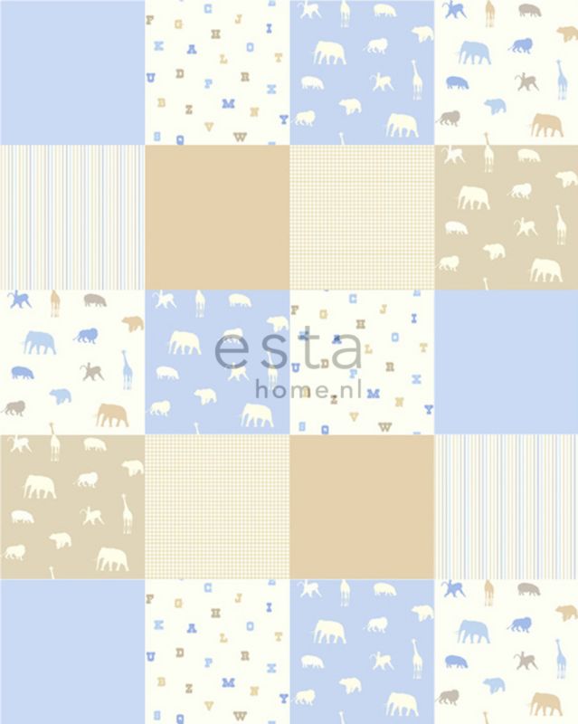 Tapeta XL ESTAhome Zwierząt baby blue 20 behangtegels van 53 x 53 cm - 1 rol.