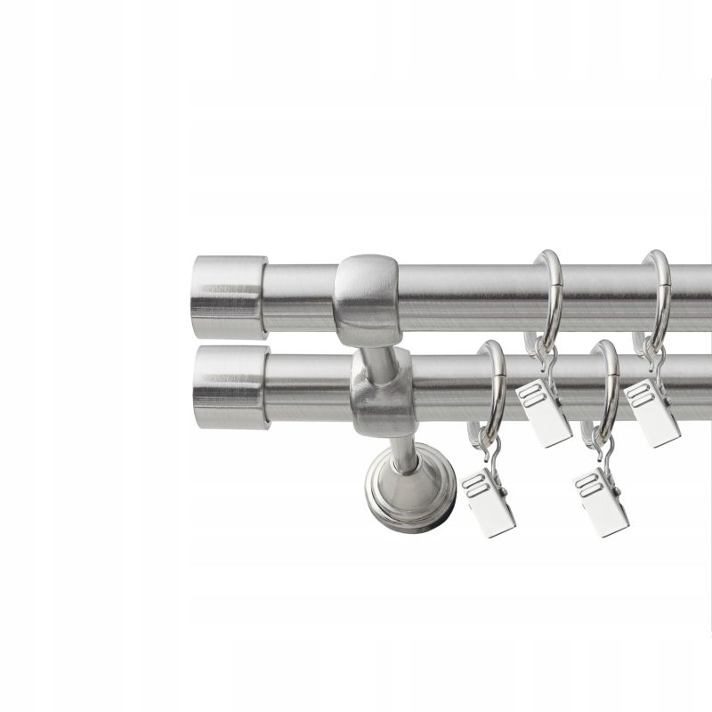 Karnisz podwójny metalowy Naokienko stalowy 480 cm fi 19 zaślepka premium 1 szt.