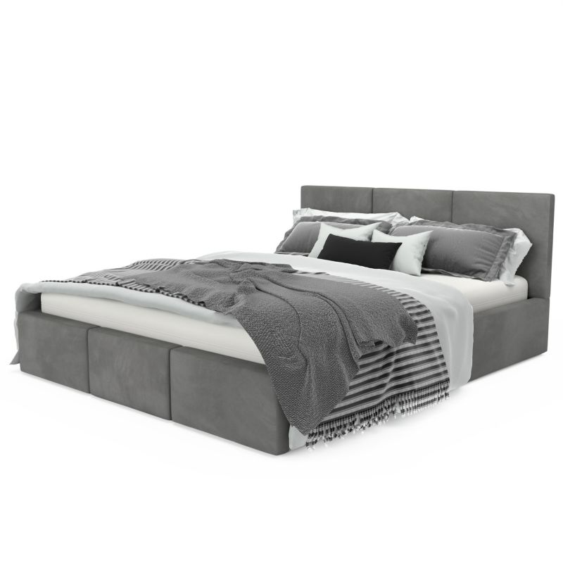 Łóżko Muralo Tapicerowane z Pojemnikiem Szare 120x200x110 cm 1szt.