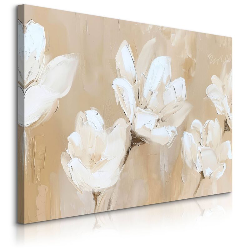 Obraz Muralo Białe Kwiaty Natura Malarstwo Vintage 120x80 cm 1 szt.