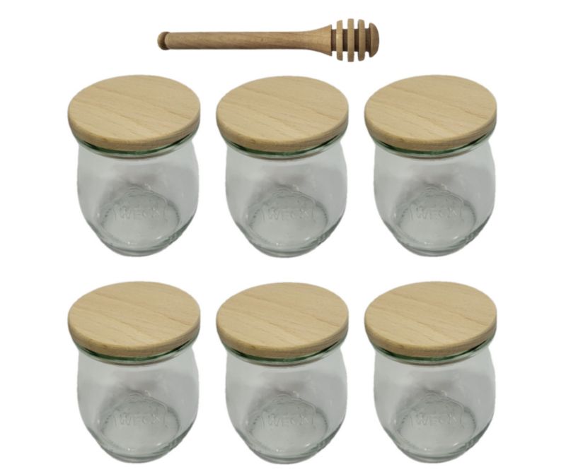 Słoiki MODO24 Weck 220 ml fi 60 tulip drewniane wieka nabierak 6 kpl.