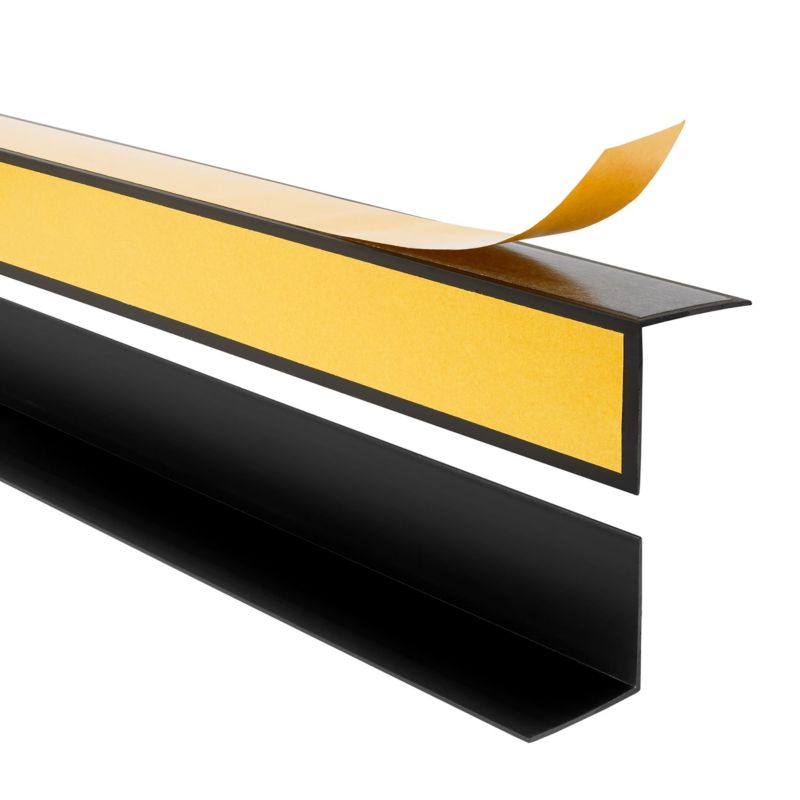 Kątownik twardy PCV 25x25mm QUEST, Listwa Kątowa do Narożników Wewnętrznych, Samoprzylepna, KTZ, 200 cm, czarny