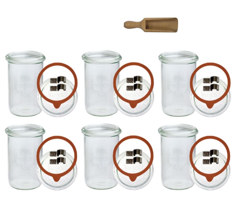 Słoiki MODO24 Weck 1050 ml fi 100 mold szklane wieka gumki 6 kpl.