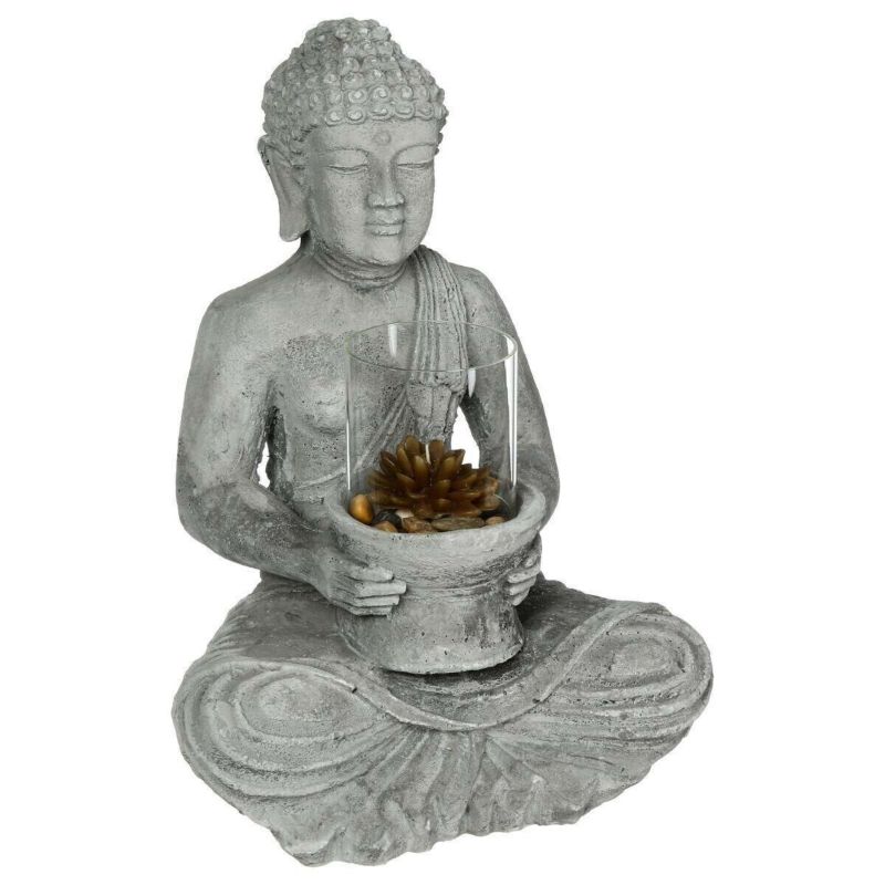 Figurka dekoracyjna Budda Atmosphera cementowa boho 40 cm do salonu prezent 1 szt.