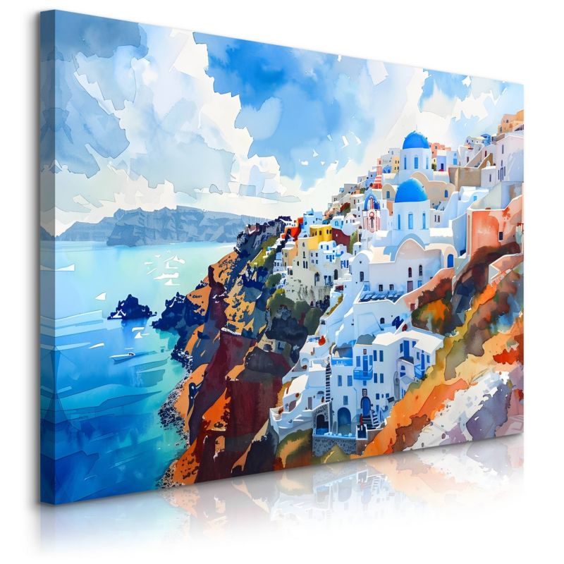 Obraz Muralo Grecja Santorini Abstrakcja Akwarele 70x50 cm 1 szt.