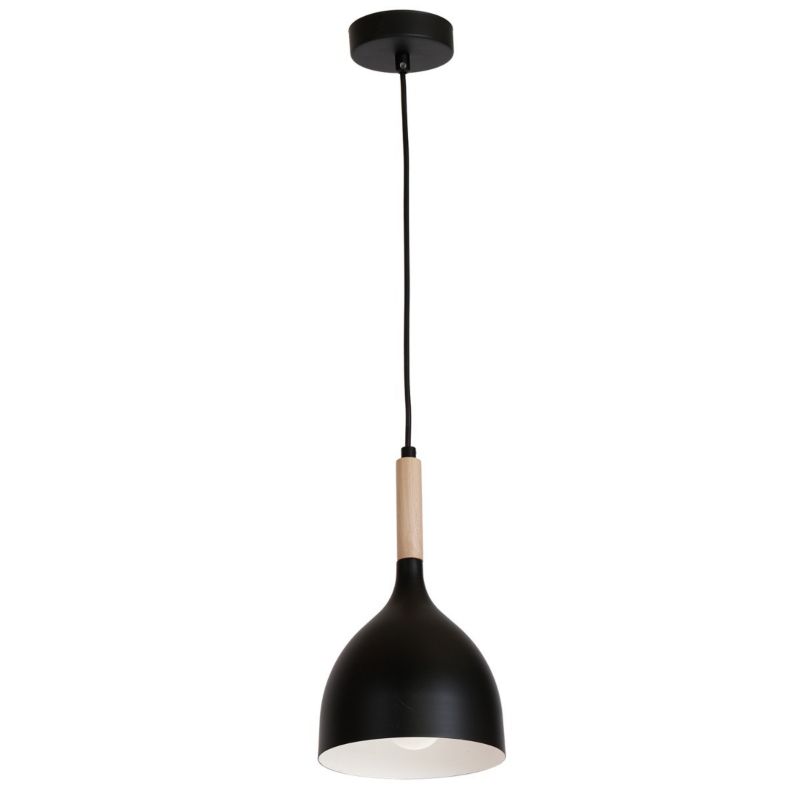 Lampa wisząca Luminex Noak Wood czarny matowa-jasne drewno wym: 110 x 17 x 17 cm 1xE27 x 15W 1 szt.