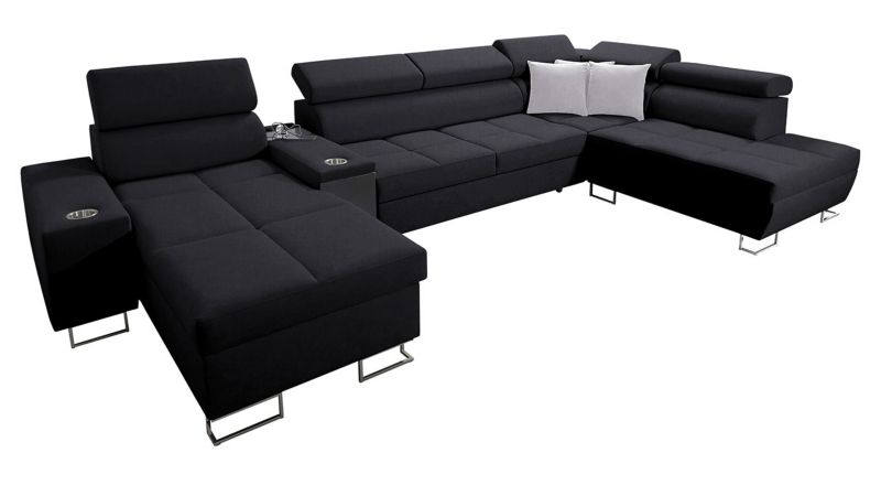 Narożnik z barkiem MIRJAN 24 Morena V lewy czarny + jasny popielaty 1 szt.