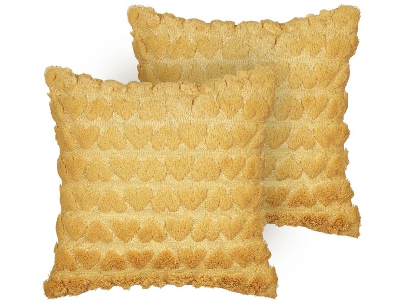 Zestaw 2 poduszek W serca Astrantia 45 x 45 cm Żółty 1 par.