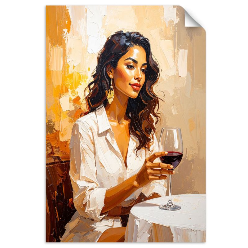 Naklejka na ścianę Feeby Kobieta z lampką wina przy stole 20x30cm 1szt