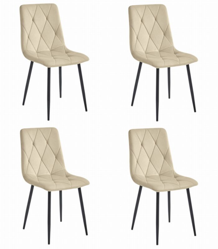 Krzesło EDANTI, jasny beż aksamit, nogi czarne 4 szt.