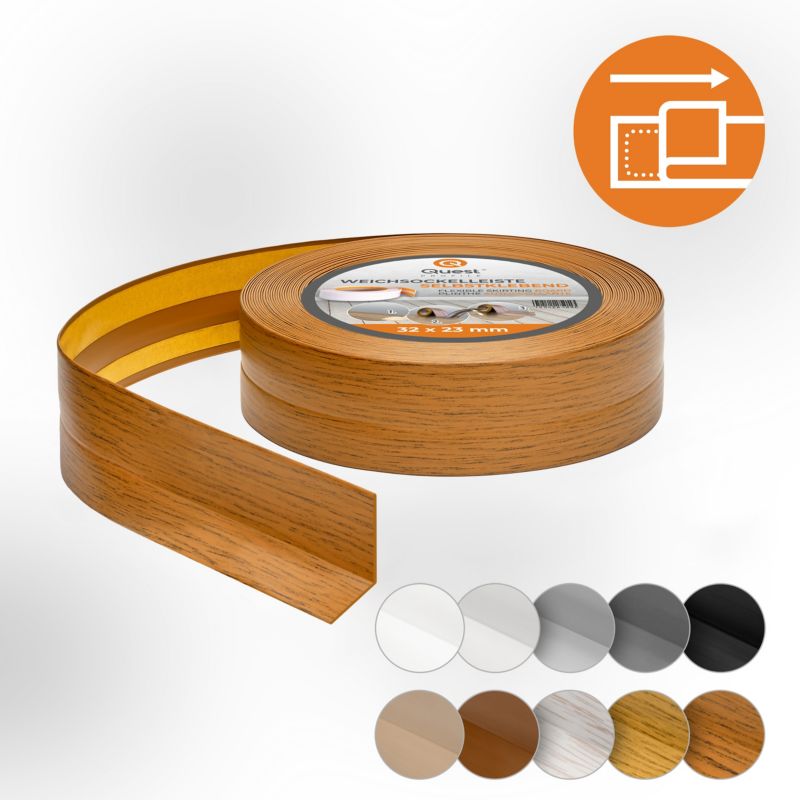 Listwa przypodłogowa PCV 32x23mm, QUEST, samoprzylepna elastyczna, miękka listwa podłogowa, cokołowa, dąb rustykalny, 15m