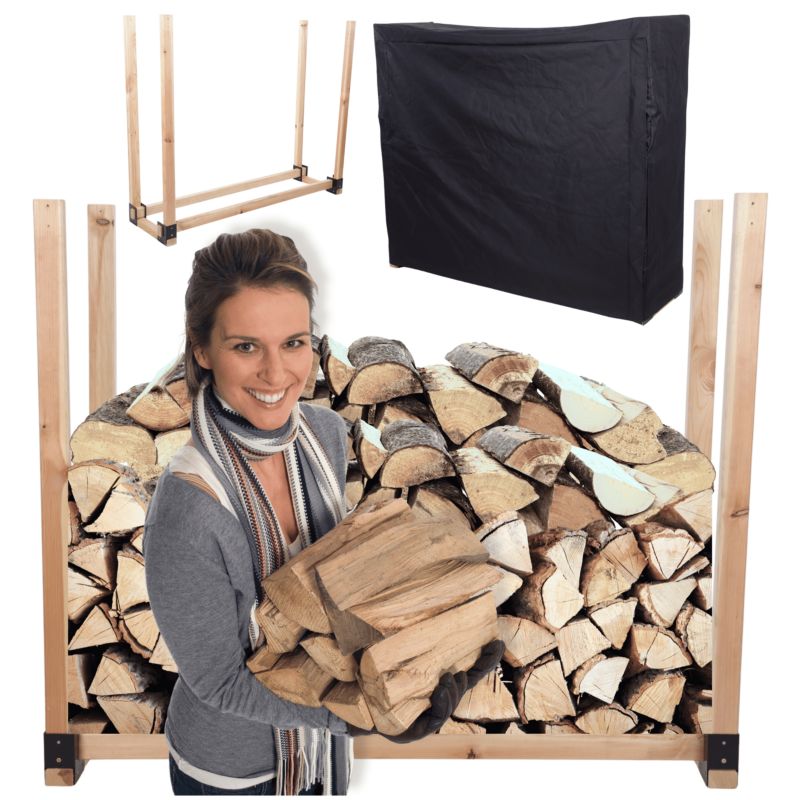 Stojak na drewno kominkowe MODO24 wiata z pokrowcem drewutnia 0,5 m3 1 szt.