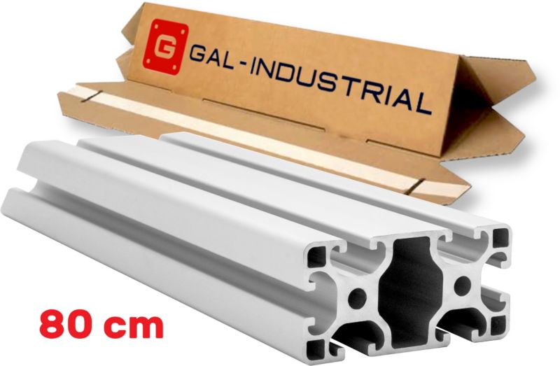 PROFIL KONSTRUKCYJNY ALUMINIOWY GAL-INDUSTRIAL 40x80 otwór 8mm DŁ. 80cm + Cięcie na wymiar 1 szt.