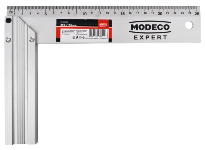 Kątownik aluminiowy Modeco Expert 400 mm - etykieta - 1 szt.