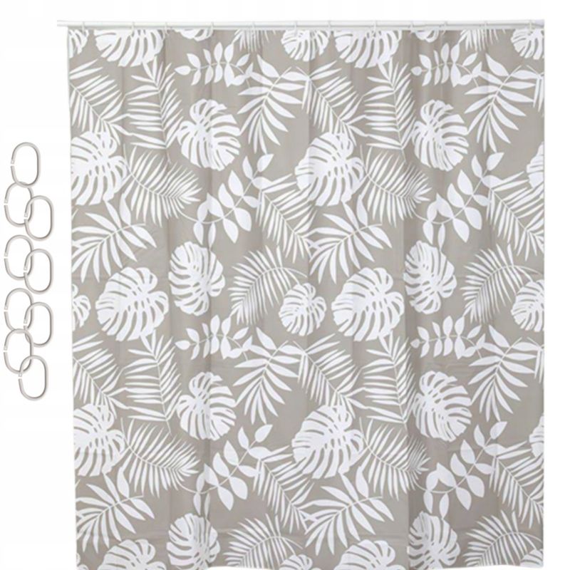 Zasłona prysznicowa Estiva PEVA 180x200 wzór monstera kaszmir 1 szt.