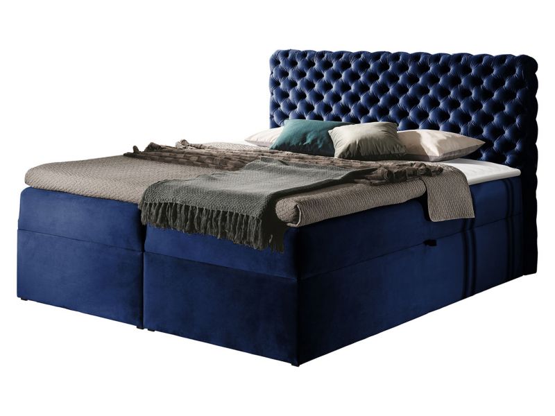 Łóżko kontynentalne MIRJAN 24 Chesterfield 160x200 granatowy 1 szt.