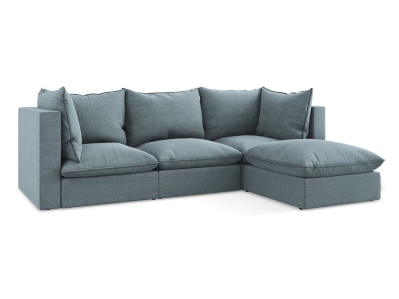 Narożnik prawostronny LaMiaSofa RAVENNA z tkaniny bouclé 255x165 cm jeans 1 szt.