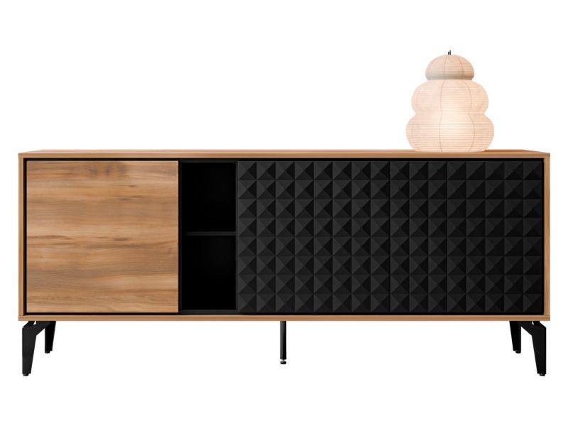 Komoda szeroka MIRJAN 24 Ella dąb barokowy bursztynowy / czarny 1 szt.