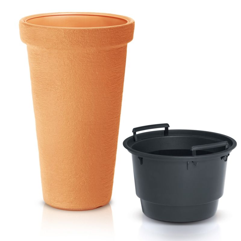 Doniczka EDANTI Ogrodowa 30 cm Efekt Cegły Wysoka Okrągła Na Taras Do Domu Pomarańczowa 1 szt.