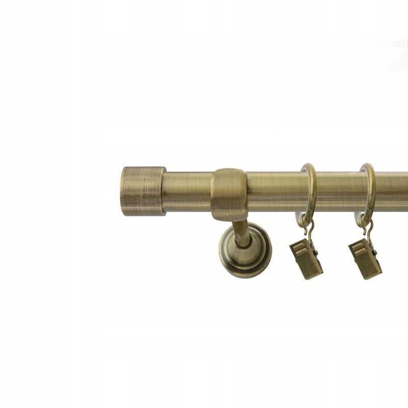 Karnisz pojedynczy Naokienko metalowy złoto antyczne 320 cm fi 19 zaślepka premium 1 szt.