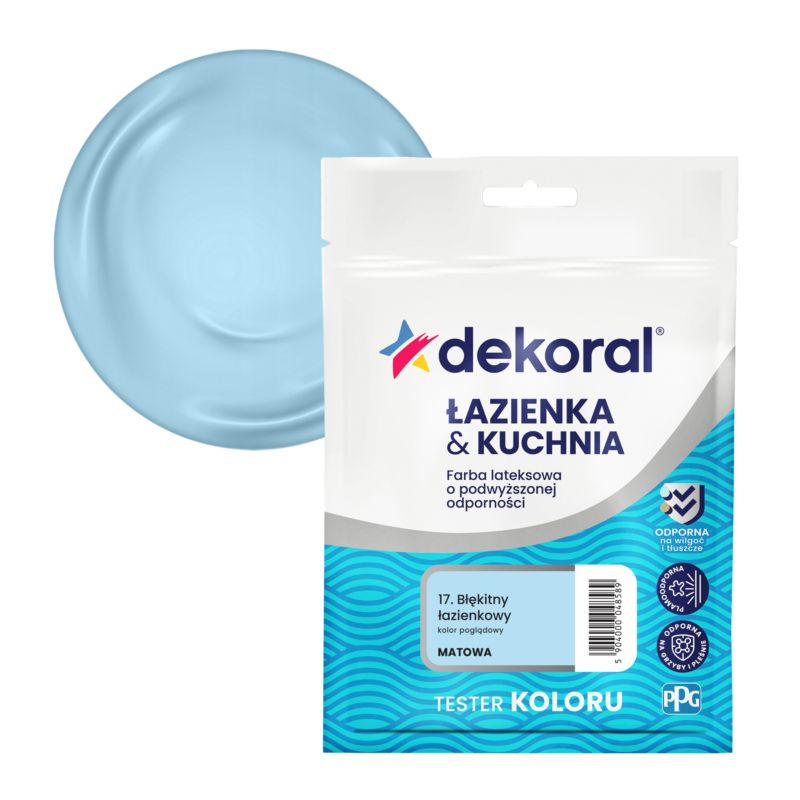 Tester farby Dekoral Łazienka & Kuchnia błękit łazienkowy 30 ml