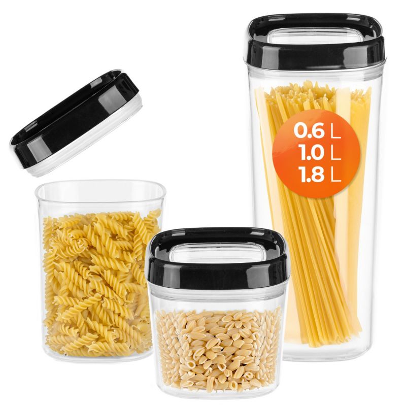 Pojemnik Na Żywność KADAX Produkty Sypkie Przyprawy Z Pokrywką Plastikowy 3szt 1szt.