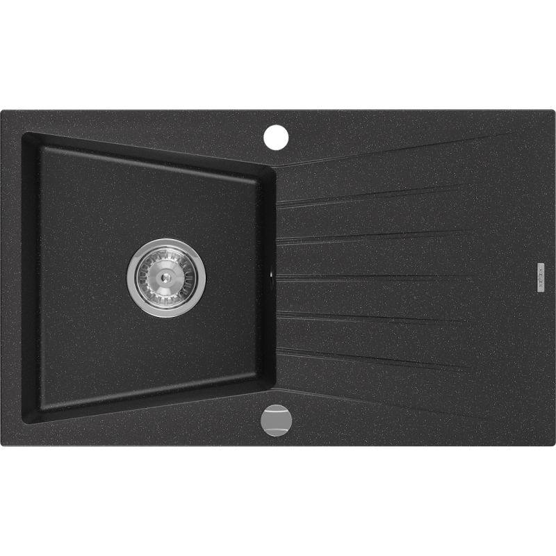 Zlewozmywak wpuszczany Mexen Cesar 1-komorowy czarny/srebrny metalik 775x470mm - 6514771010-73-G 1 szt.