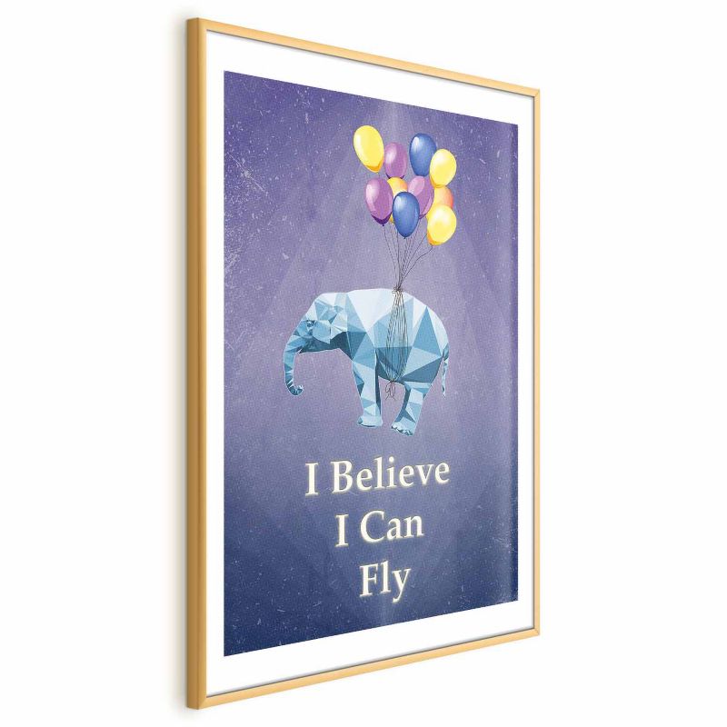 Plakat Artgeist Latający słoń 60x90 cm z ramą złotą 1 szt