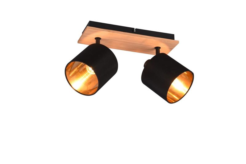 Lampa sufitowa wisząca RL Tommy czarno-złota-jasne drewno wym: 19,5 x 30 x 12 cm 2xE14 x 1 szt.