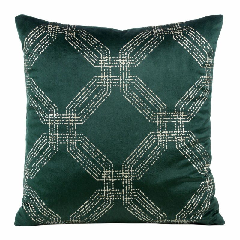 Poszewka BLINK 30 Eurofirany 45 x 45 cm ciemnozielona welwetowa z geometrycznym błyszczącym nadrukiem 1 szt.
