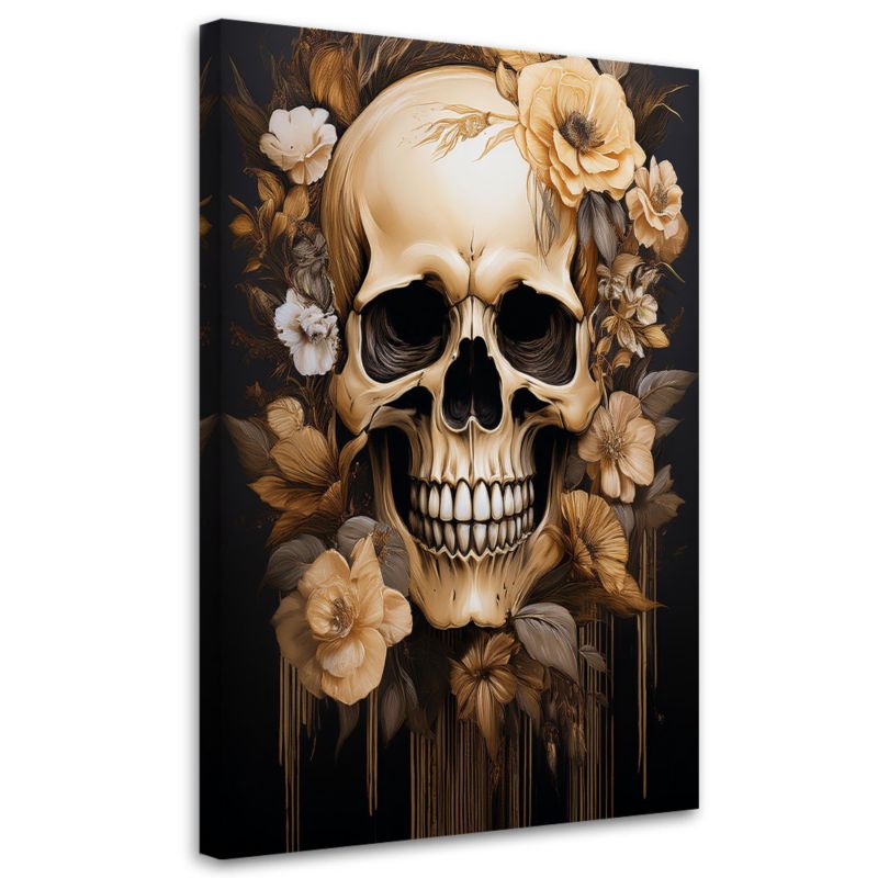 Obraz na płótnie Feeby Czaszka Kwiaty Beżowy 80x120cm 1szt