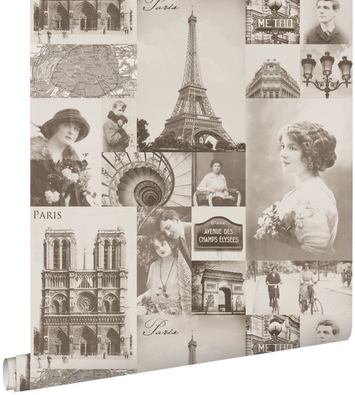 Tapeta ESTAhome Paryż sepia brąz 53 cm x 10.05 m - 1 rol.