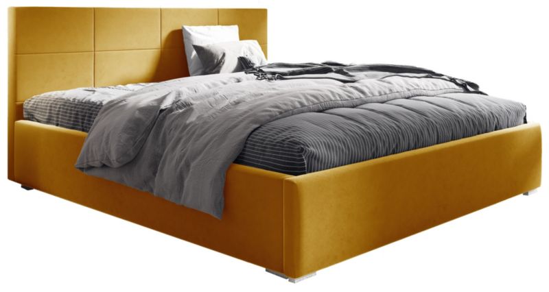 Łóżko tapicerowane 160x200 z materacem Bonni Matia Żółte 1 szt.