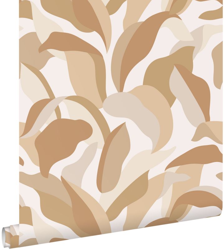 Tapeta ESTAhome tropikalne liście beżowymIterakota 50 x 900 cm - 1 rol.