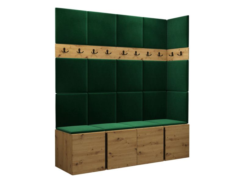 Garderoba MIRJAN 24 Orion II dąb artisan/czarny + butelkowa zieleń 1 kpl.