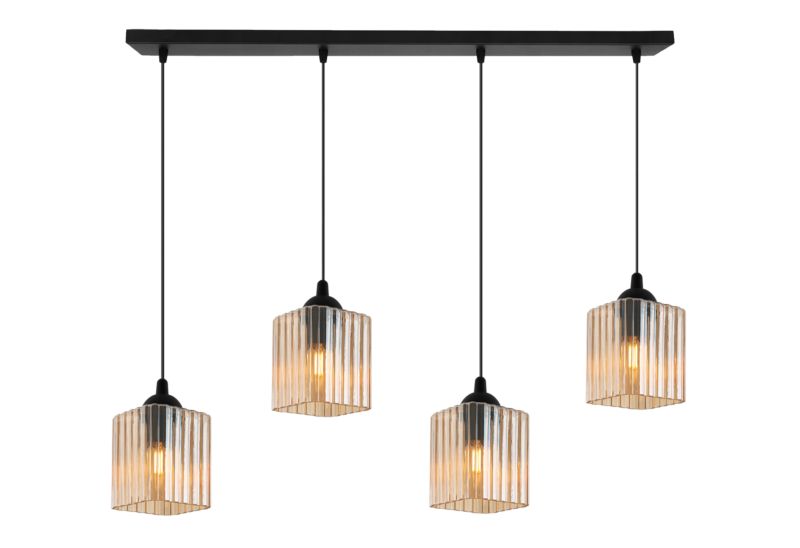 Lampa sufitowa wisząca Light Home LH Costa 4x E27 60W czarny/miodowy 1szt.