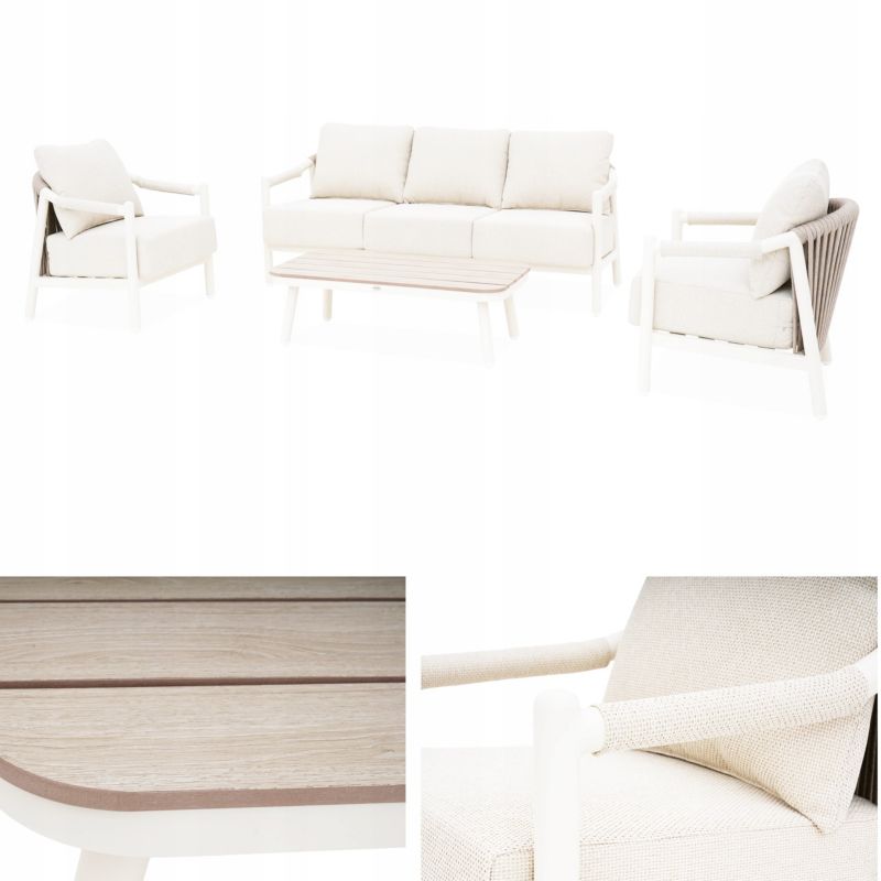 Zestaw Mebli Ogrodowych Komplet Wypoczynkowy MONTI Sofa Fotel na Taras beż 1 szt