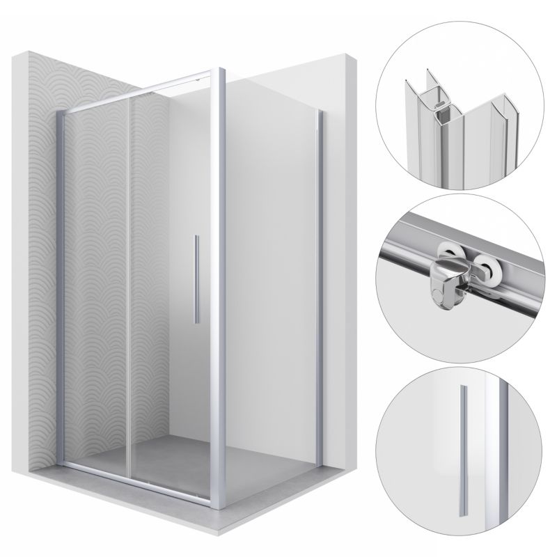 Kabina prysznicowa 120x70 prostokątna przesuwna PYRUS SEVANTE chrom 1 szt.