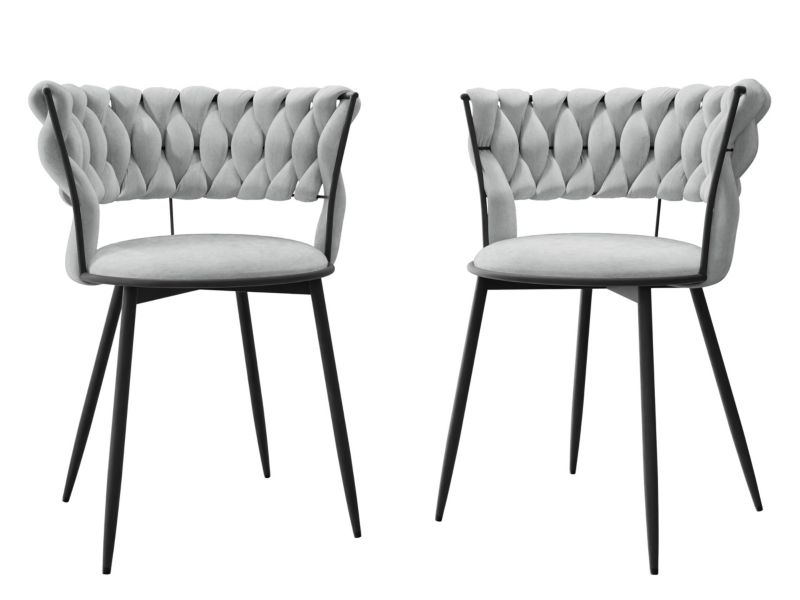 Komplet 2 krzeseł tapicerowanych MIRJAN 24 Muz DC-1141/BK szary 2 szt.