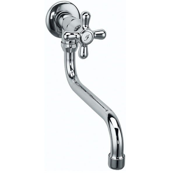 Zawór ścienny Ferro Retro chrom, pokrętło Retro, obrotowa wylewka, 1 szt.