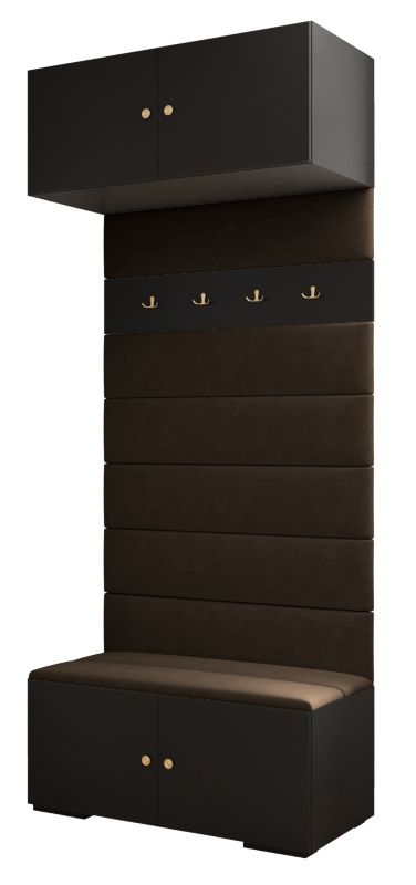 Garderoba wysoka do przedpokoju Abiks INOVA 2 czarny+złoty+man04 1 szt.