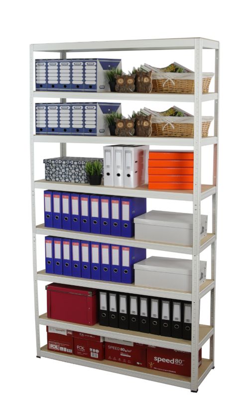 Regał metalowy MODO24 magazynowy biały helios 270x150x60cm 8 półek po 175 kg 1 szt.