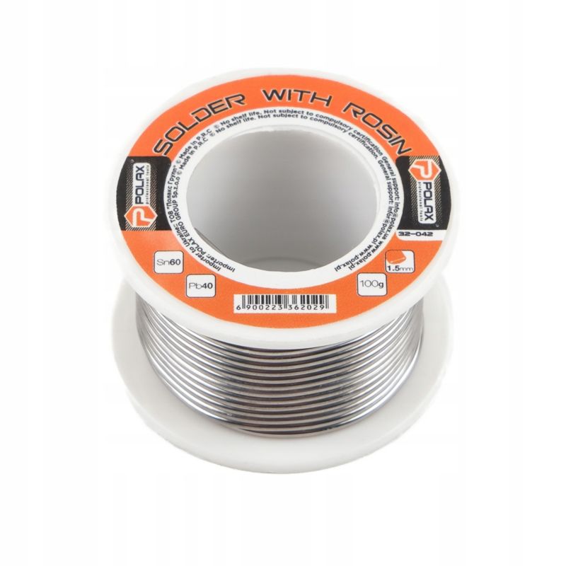 Cyna do lutowania Polax spoiwo lutownicze 1.5mm 100g z kalafonią 1 szt.