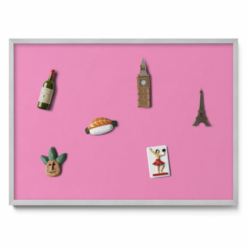 Tablica na notatki Tulup 70x50 cm Kolor różowy w srebrnej ramie 1 szt.