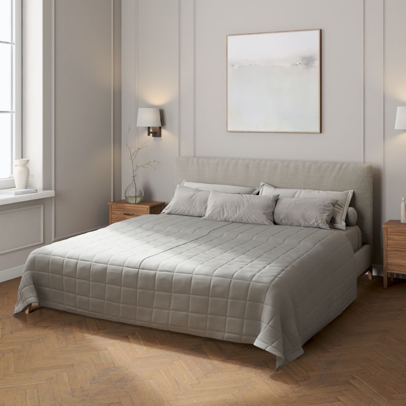 Narzuta pikowana w kratę Dekoria 260 x 210 cm szary 1 szt.