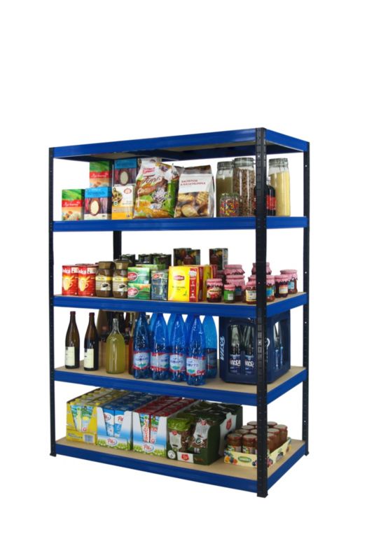 Regał metalowy MODO24 magazynowy stojak czarno-niebieski helios 196x150x35cm 5 półek po 275 kg 1 szt.